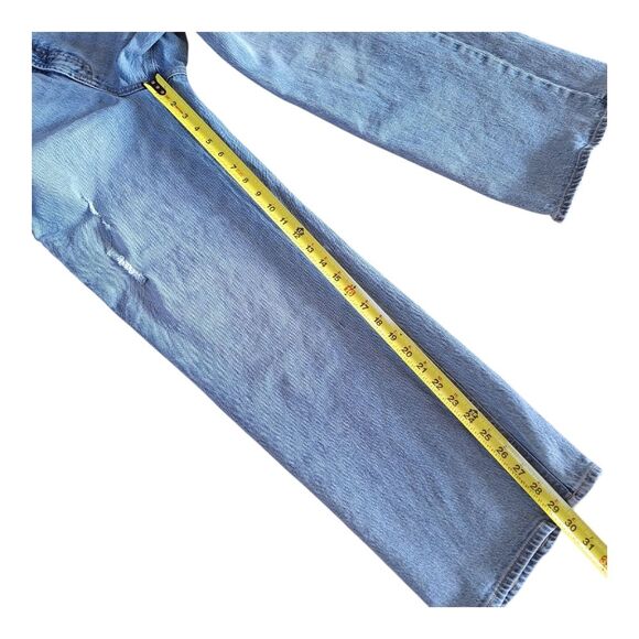 Old Navy Sky-Hi Wide Leg Jeans Lois Tummy Coverage Baggy size 10 Distressed 2022 - Picture 10 of 16